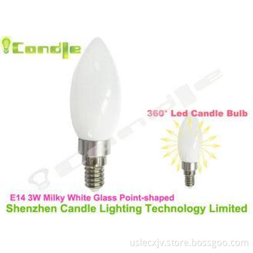 1070 Pure Aluminum E14 Base 3.0w Led Candle Lamp Milky Whit